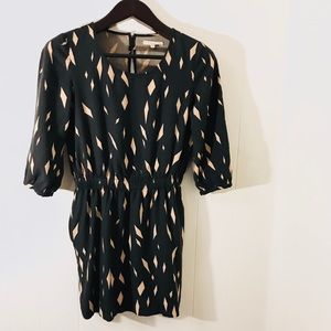 ELIOT Black & Tan Diamond 3/4 Sleeve Dress